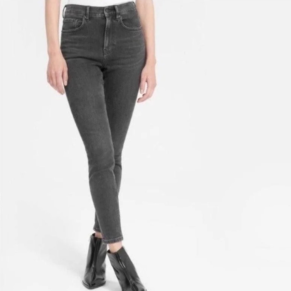 Everlane High Rise Slim Straight Black Jeans, Size 25 Ankle